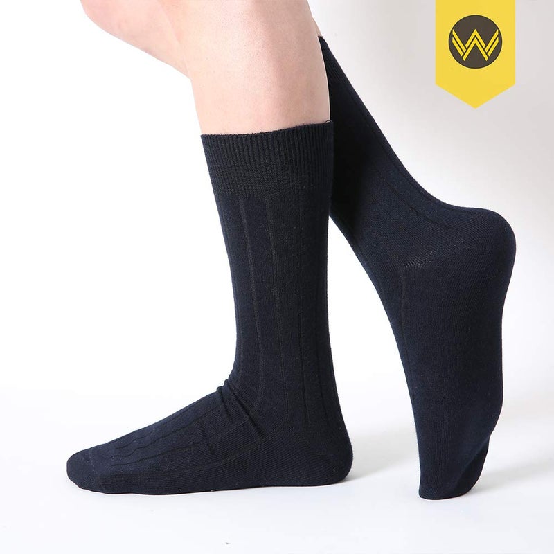 WANDER Dress Socks Men's Classic Cotton Solid Premium Ribbed Socks Seamless Soft for Office Business 6 Pairs 7-12 - Image 5